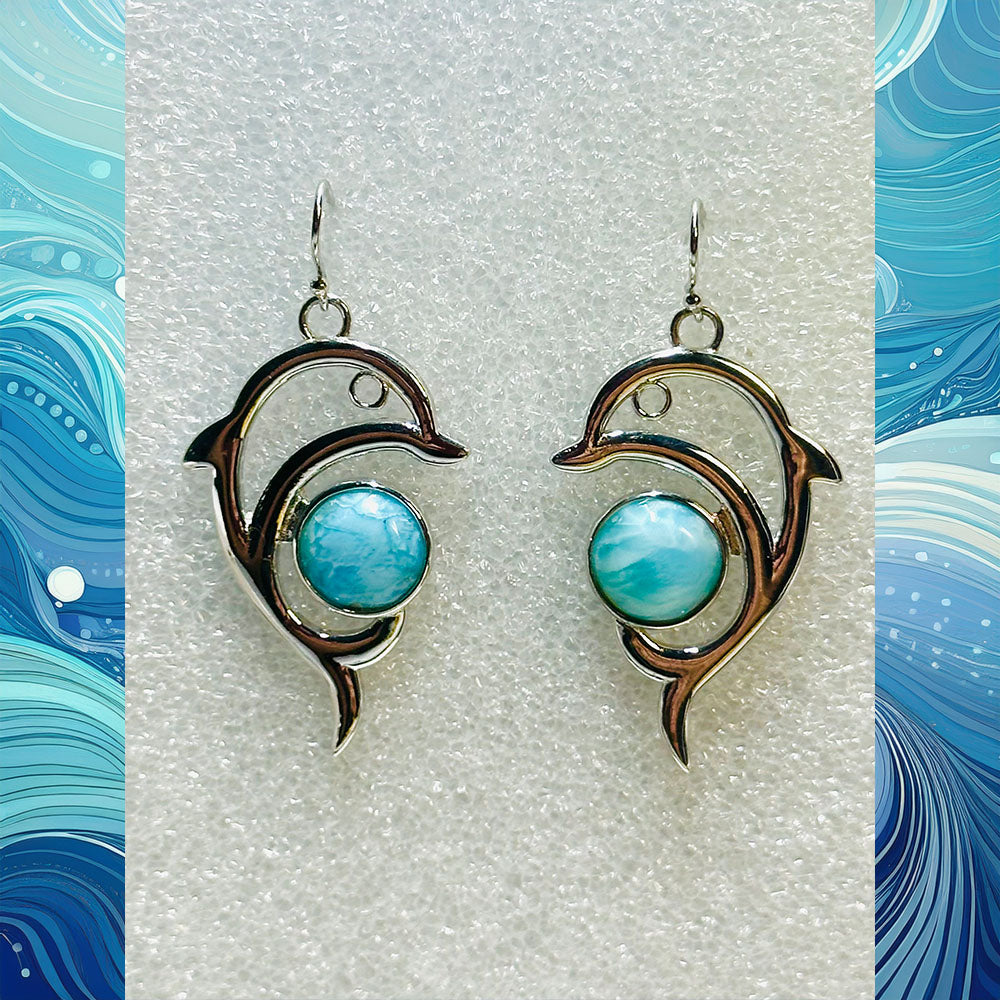 Larimar Dolphin Earrings
