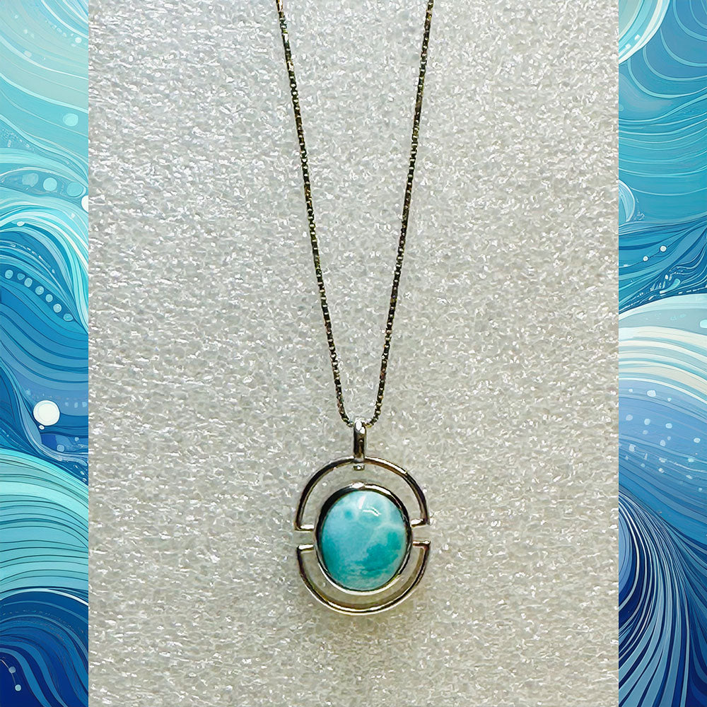 Larimar 12x10mm Oval Pendant